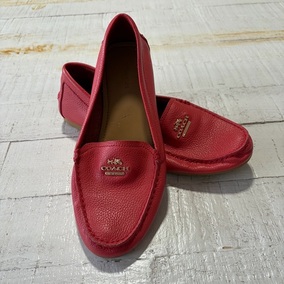 Coach Opal Pebbled Leather Loafers size 7.5 Coral Salmon Slip On Shoes - Picture 13 of 13